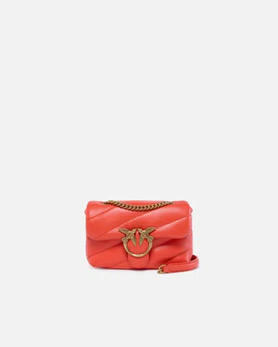 Pinko Baby Love Bag Puff Maxi Quilt In Mandarin Red-antique Gold