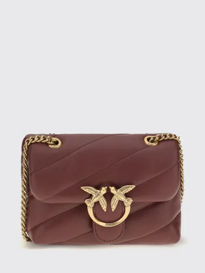 Pinko Baby Love Bag Puff Mini Quilted Nappa Bag With Love Birds Logo In Burgundy