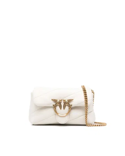 Pinko Borsa Baby Love Puff Bianco Seta/antique Gold In Z14q