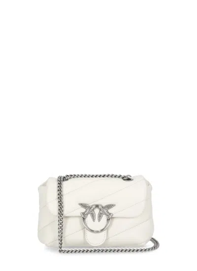 Pinko Baby Love Quilted Leather Shoulder Bag In White
