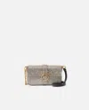 Pinko Love One Slouchy Baby Monogram Leather Crossbody Bag In Gold