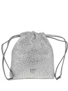 Pinko Rhinestone-embellished Drawstring Shoulder Bag In Silver