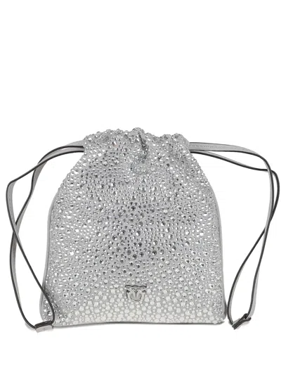Pinko Baby Slouchy Embellished Satchel In Silver