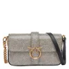 Pinko Love One Slouchy Baby Monogram Leather Crossbody Bag In Silver