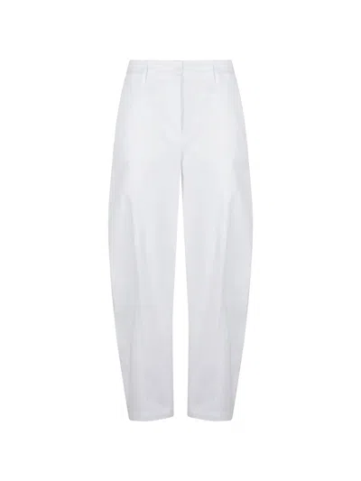 Pinko Bacca Cropped Wide Cotton-blend Pants In White