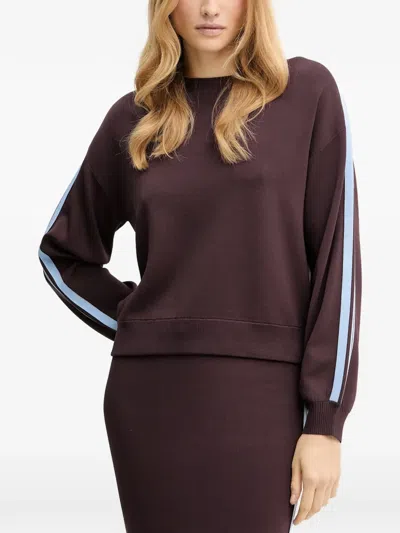Pinko Back Emporio Stripe Sweatshirt In Brown