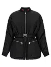 Pinko Long Technical Satin Bomber Jacket In Black