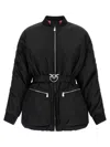 Pinko Long Technical Satin Bomber Jacket In Black