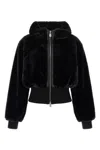 Pinko Ribbed Zip-front Jacket In Black