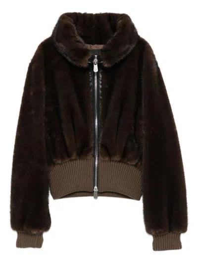 PINKO 'BAGELS' FAUX FUR BOMBER JACKET PINKO