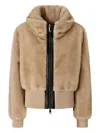 Pinko Faux-fur Ribbed-hem Jacket In Sand