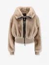 Pinko Bagels Synthetic Fur Jacket In Neutral