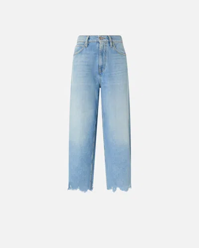 Pinko Baggy Jeans With Frayed Hem In Light Bleach Wash