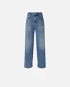 Pinko Baggy Jeans With Front Pleat In Lavaggio Vintage Medio