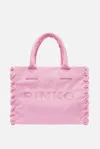 Pinko Beach Shopper In Recycled Canvas In Pink
