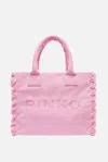 Pinko Beach Shopper In Recycled Canvas In Pink