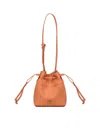 Pinko Orange Mini Bucket Bag With Metallic Love Birds Logo On The Front