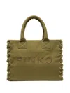 Pinko Beach Shopping Blue Cotton Canvas Handbag