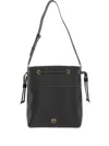 Pinko Leather Shoulder Bag With Gold Accents In Black