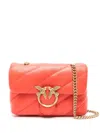 Pinko Burnt Orange Quilted Shoulder Bag With Chain-link Strap In Orange
