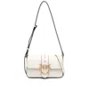 Pinko Love Leather Shoulder Bag In White