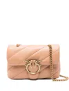 Pinko Quilted Beige Vitello Leather Shoulder Bag In Pink
