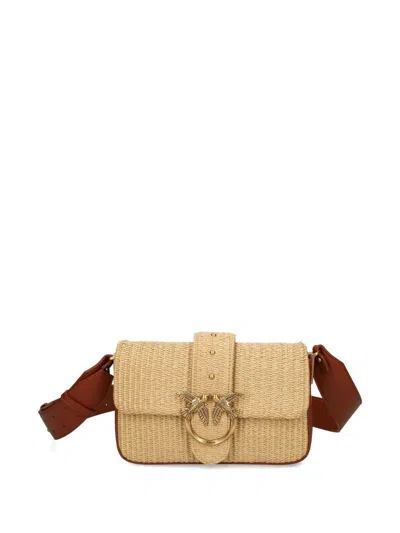 Pinko Small Love Shoulder Bag In Neutral