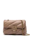 Pinko Quilted Sand Beige Calf Leather Shoulder Bag In Brown