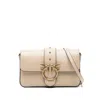 Pinko Beige Leather Shoulder Bag With Gold-tone Bird Clasp In Beige