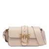 Pinko Beige Leather Shoulder Bag With Gold-tone Bird Clasp In Beige