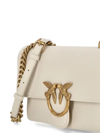 Pinko Bags In Bianco Seta-antique Gold