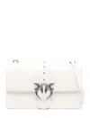 Pinko Love One Classic Shoulder Bag In Bianco Seta-old Silver