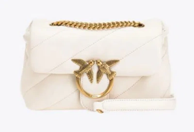 Pinko Love Mini Puffer Shoulder Bag In Bianco/gold