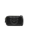 Pinko Borsa A Tracolla Nera Carrie Con Logo Love Birds In Rilievo In Black