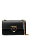 Pinko Structured Black Shoulder Bag With Distinctive Gold-tone Clasp In Black