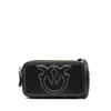 Pinko Borsa A Tracolla Nera Carrie Con Logo Love Birds In Rilievo In Black