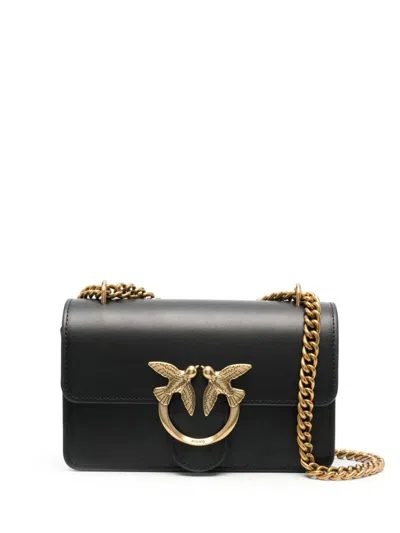 Pinko Mini Love Bag One Handbag In Calf Leather In Schwarz