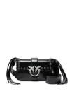 Pinko Slouchy Love Bag Soft Handbag With Fringes And Shoulder Strap In Black
