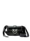 Pinko Slouchy Love Bag Soft Handbag With Fringes And Shoulder Strap In Black