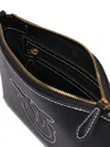 Pinko Flat Leather Shoulder Bag In Black