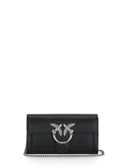 Pinko Logo-plaque Crossbody Bag In Black