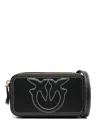 Pinko Calf Leather Handbag With Gold-tone Hardware In Black