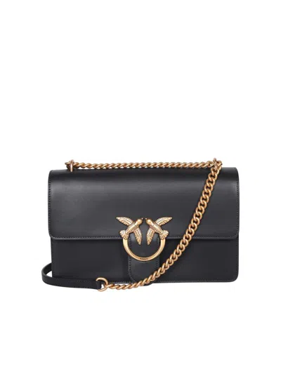 Pinko Love One Classic Leather Bag In Black And Gold