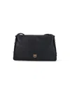 Pinko Structured Black Calfskin Triple Compartment Crossbody Bag In Black