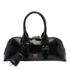 Pinko Escape Bag Baguette Small Handbag In Patent-effect Leather In Black