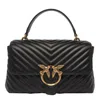 Pinko Foldover Quilted Shoulder Bag With Chain Strap In Black
