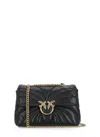Pinko Matelassé Leather Shoulder Bag With Love Birds Buckle In Black