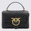 Pinko Foldover Quilted Shoulder Bag With Chain Strap In Black