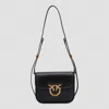 Pinko Love Box Black Crossbody Bag With Love Birds Plaque On The Front In Leather Woman In Black