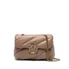 Pinko Quilted Sand Beige Calf Leather Shoulder Bag In Neutral